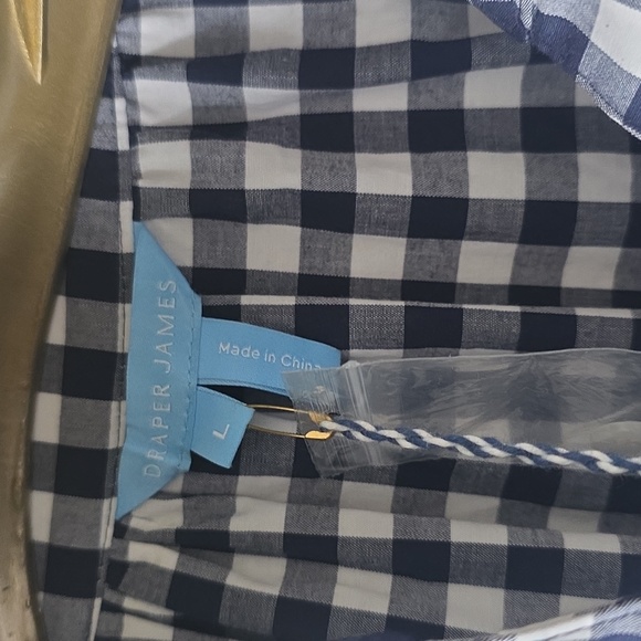 Draper James Navy and White Gingham Loretta ShirtDress Size L With Pockets NWT - Picture 2 of 9